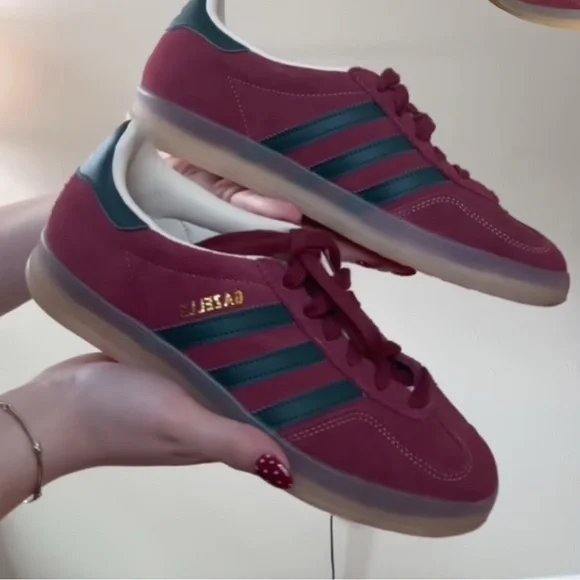 Adidas Gazelle Burgundy and Dark Green Sneakers - Picture 2 of 2